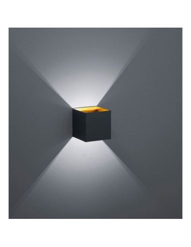 Aplique de pared interior LED cuadrado LOUIS 2 luces arriba y abajo negro