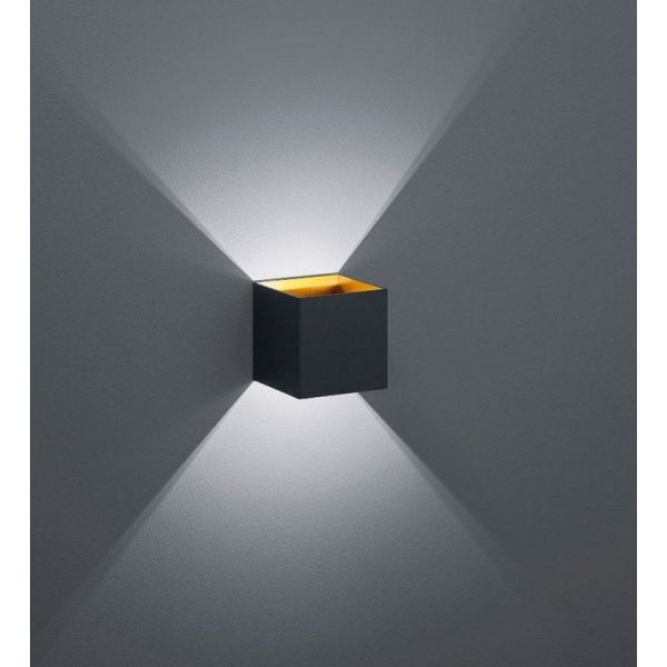 Aplique LED quadrado LOUIS 2 luzes para cima e para baixo detalhe de luz preta