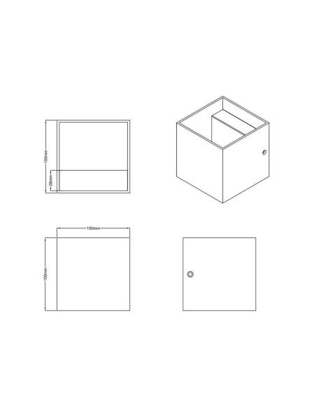 Applique LED carrée LOUIS 2 lumières haut et bas blanche mesures du produit