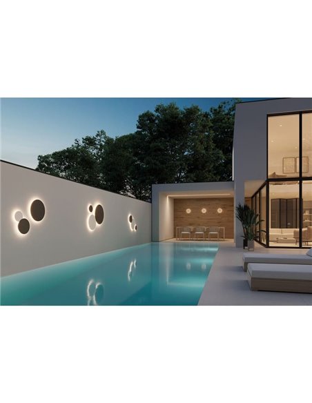 Aplique LED para exterior COMBO Ø 20cm Branco/Preto Texturizado ou Ouro Técnico, 10W 640lm, CRI90 CL.I IP65, Interruptor desliza