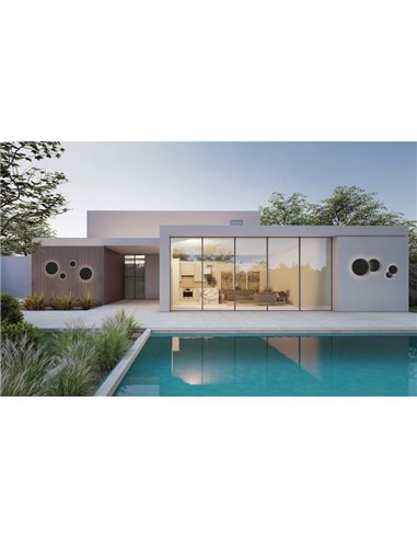 Aplique LED de exterior COMBO Ø 20cm Blanco/Negro Texturado u Oro Técnico, 10W 640lm, CRI90 CL.I IP65, 2700K-3000K Slide Switch