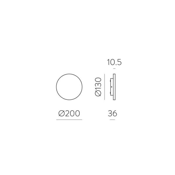Aplique LED para exterior COMBO Ø 20cm Branco/Preto Texturizado ou Ouro Técnico, 10W 640lm, CRI90 CL.I IP65, Interruptor desliza