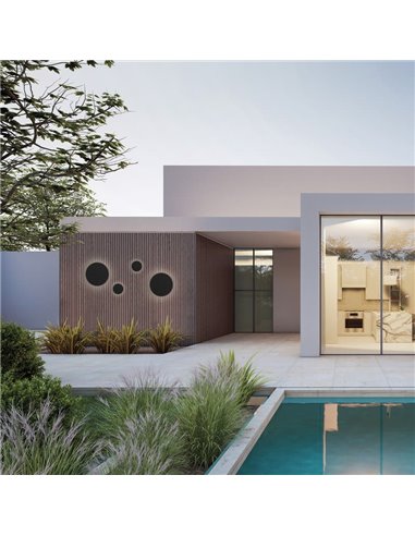 Aplique de exterior LED COMBO Ø 30cm Blanco/Negro Texturado u Oro Tecnico, 11W 760lm, CRI90 CL.I IP65, 2700K-3000K Slide Switch