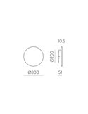 Aplique de exterior LED COMBO Ø 30cm Blanco/Negro Texturado u Oro Tecnico, 11W 760lm, CRI90 CL.I IP65, 2700K-3000K Slide Switch