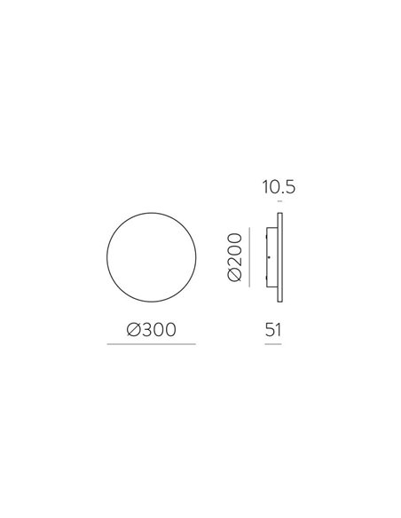 Applique d'extérieur LED COMBO Ø 30cm Blanc/Noir Texturé ou Or Technique, 11W 760lm, CRI90 CL.I IP65, Interrupteur à Glissière 2