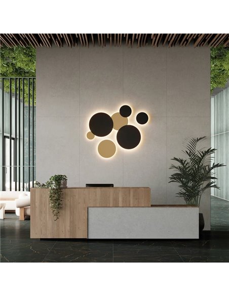 Aplique de pared LED exterior COMBO Ø 45cm Blanco/Negro Texturado u Oro Tecnico, 15W 1140lm, CRI90 CL.I IP65, 2700K-3000K Slide