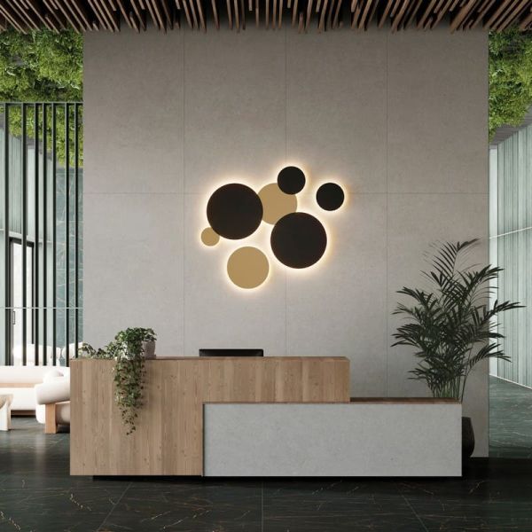Aplique de pared LED exterior COMBO Ø 45cm Blanco/Negro Texturado u Oro Tecnico, 15W 1140lm, CRI90 CL.I IP65, 2700K-3000K Slide