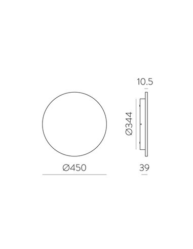 Aplique de pared LED exterior COMBO Ø 45cm Blanco/Negro Texturado u Oro Tecnico, 15W 1140lm, CRI90 CL.I IP65, 2700K-3000K Slide