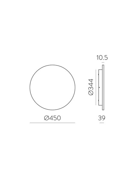 Aplique de pared LED exterior COMBO Ø 45cm Blanco/Negro Texturado u Oro Tecnico, 15W 1140lm, CRI90 CL.I IP65, 2700K-3000K Slide