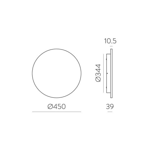 Aplique de pared LED exterior COMBO Ø 45cm Blanco/Negro Texturado u Oro Tecnico, 15W 1140lm, CRI90 CL.I IP65, 2700K-3000K Slide
