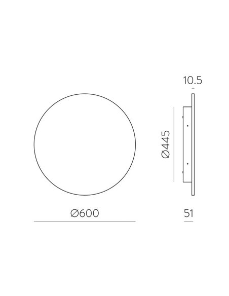 Aplique LED COMBO Ø 60cm Blanco/Negro Texturado u Oro Tecnico, 20W 1350lm, CRI90 CL.I IP65, 2700K-3000K Slide Switch
