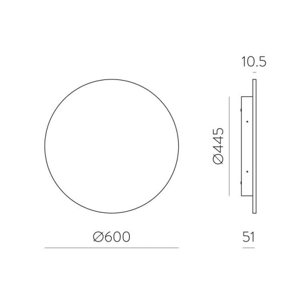 Aplique LED COMBO Ø 60cm Blanco/Negro Texturado u Oro Tecnico, 20W 1350lm, CRI90 CL.I IP65, 2700K-3000K Slide Switch