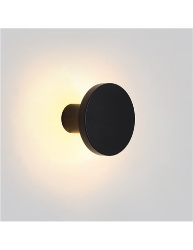 Aplique CORVUS preto texturizado com luz indireta, 7,5W 3000K 675lm, CRI90 CL.I IP54, LED integrado