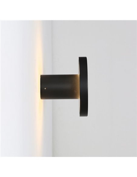 CORVUS Applique murale à éclairage indirect Noir Texturé, 7,5W 3000K 675lm, CRI90 CL.I IP54, LED intégrée