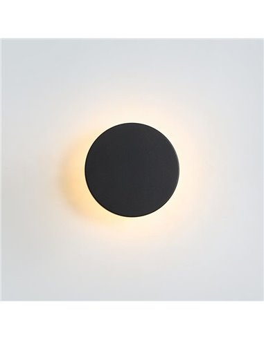 Aplique CORVUS preto texturizado com luz indireta, 7,5W 3000K 675lm, CRI90 CL.I IP54, LED integrado