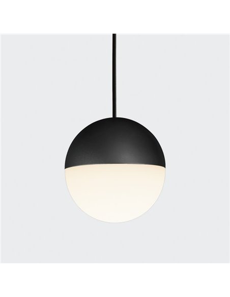 Candeeiro suspenso LED CUSTO texturizado preto/dourado técnico e opala, 5W 370lm, interruptor deslizante 2700K-3000K, CRI90 CL.I