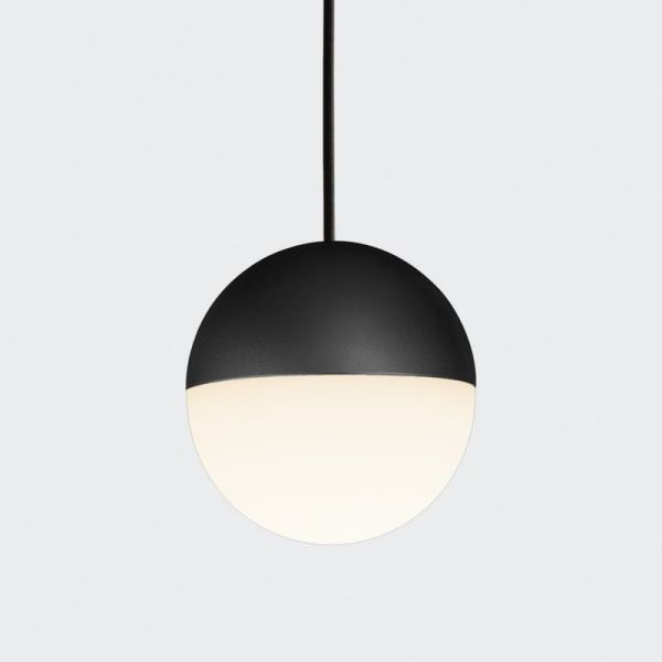 CUSTO Lampe à Suspension LED Noir Texturé/Or Technique et Opale, 5W 370lm, Interrupteur à Glissière 2700K-3000K, CRI90 CL.I