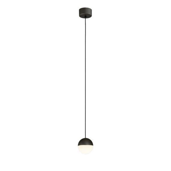 Candeeiro suspenso LED CUSTO texturizado preto/dourado técnico e opala, 5W 370lm, interruptor deslizante 2700K-3000K, CRI90 CL.I
