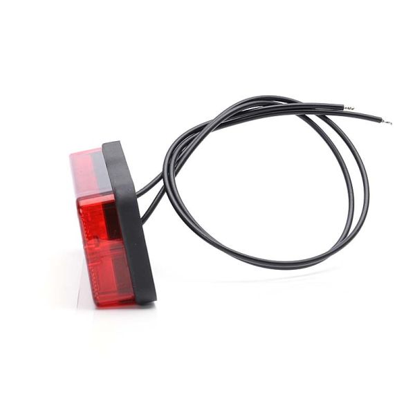 Feu antibrouillard LED rectangulaire, culot rouge, 12/24 V, lentille rouge, homologué, feu rouge | LeonLeds