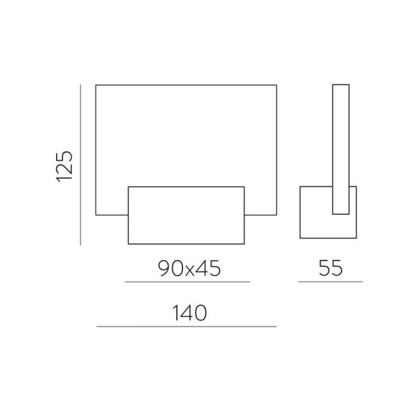 CUSTOM Applique/Support avec Lumière pour information méthacrylate Nickel Mat, LED 2W 3000K 315lm, CRI90 CL.I, LED intégrée [BAS