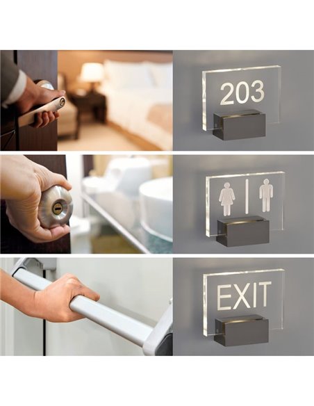 CUSTOM Applique/Support avec Lumière pour information méthacrylate Nickel Mat, LED 2W 3000K 315lm, CRI90 CL.I, LED intégrée [BAS