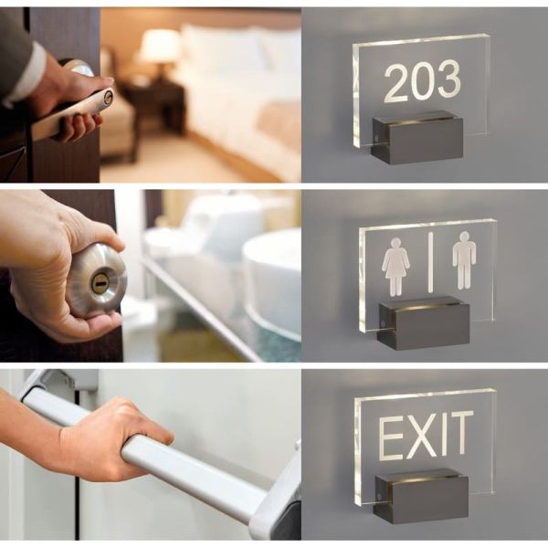 CUSTOM Applique/Support avec Lumière pour information méthacrylate Nickel Mat, LED 2W 3000K 315lm, CRI90 CL.I, LED intégrée [BAS