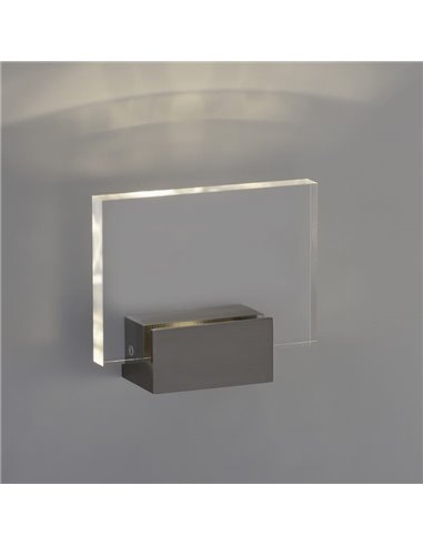 Aplique/Soporte CUSTOM con Luz para metacrilato de información Niquel Mate, LED 2W 3000K 315lm, CRI90 CL.I, LED integrado [BAJO 