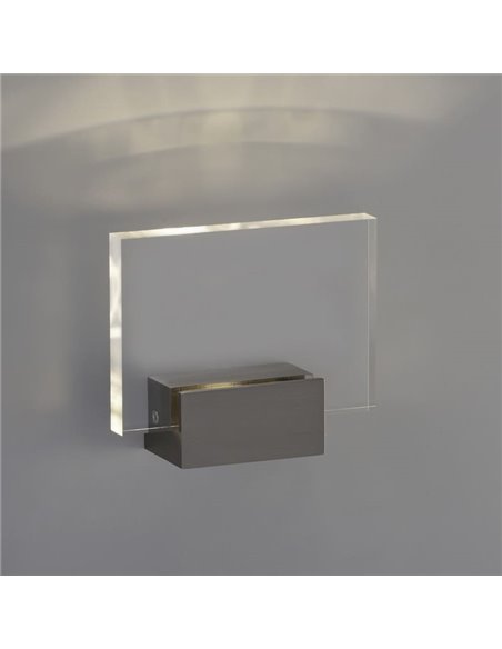 Aplique/Soporte CUSTOM con Luz para metacrilato de información Niquel Mate, LED 2W 3000K 315lm, CRI90 CL.I, LED integrado [BAJO 