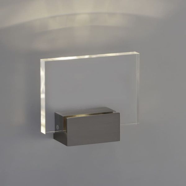 CUSTOM Applique/Support avec Lumière pour information méthacrylate Nickel Mat, LED 2W 3000K 315lm, CRI90 CL.I, LED intégrée [BAS