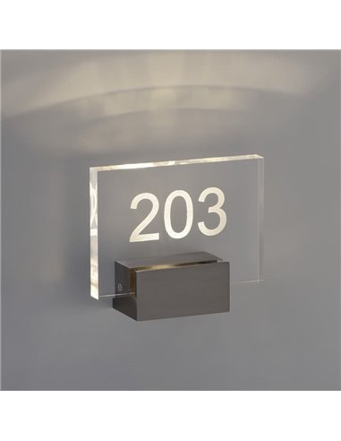 CUSTOM Aplique/Suporte com Luz para informação metacrilato Níquel Mate, LED 2W 3000K 315lm, CRI90 CL.I, LED integrado [LOW