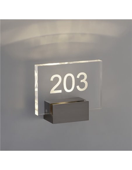CUSTOM Applique/Support avec Lumière pour information méthacrylate Nickel Mat, LED 2W 3000K 315lm, CRI90 CL.I, LED intégrée [BAS