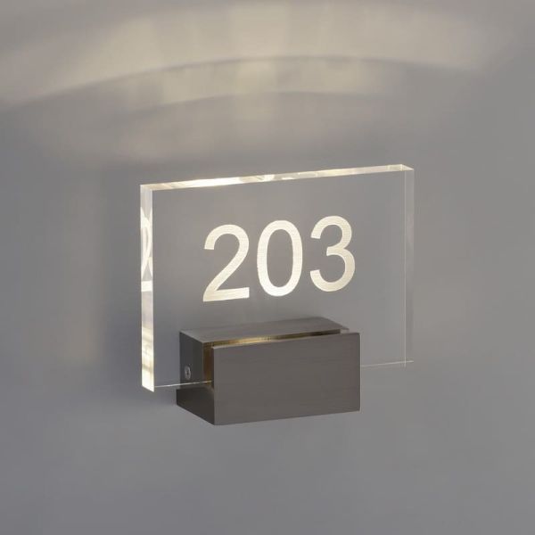 CUSTOM Applique/Support avec Lumière pour information méthacrylate Nickel Mat, LED 2W 3000K 315lm, CRI90 CL.I, LED intégrée [BAS