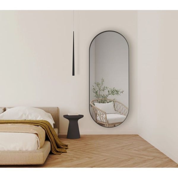 Miroir ovale moyen DANIELA 1200(h)x600 Noir, Sans éclairage