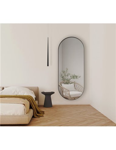 Grand miroir ovale DANIELA 1700(h)x700 Noir, Sans éclairage