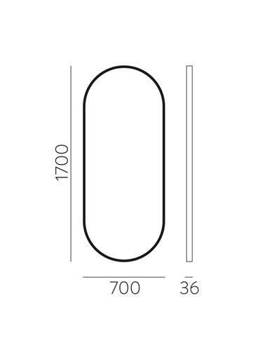 Grand miroir ovale DANIELA 1700(h)x700 Noir, Sans éclairage