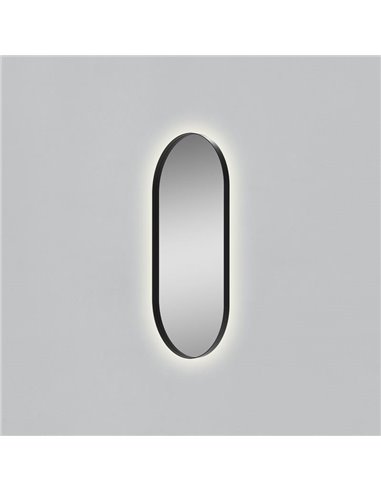 Espelho LED médio oval DANIELA 1200(h)x600 Preto, 55W 3000K 3725lm, CRI90 CL.II IP44, LED integrado