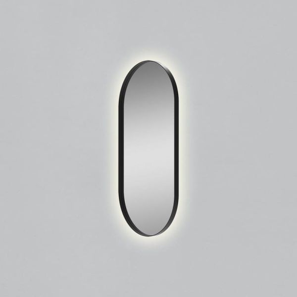 Miroir LED ovale moyen DANIELA 1200(h)x600 Noir, 55W 3000K 3725lm, CRI90 CL.II IP44, LED intégré
