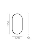 Espelho LED médio oval DANIELA 1200(h)x600 Preto, 55W 3000K 3725lm, CRI90 CL.II IP44, LED integrado