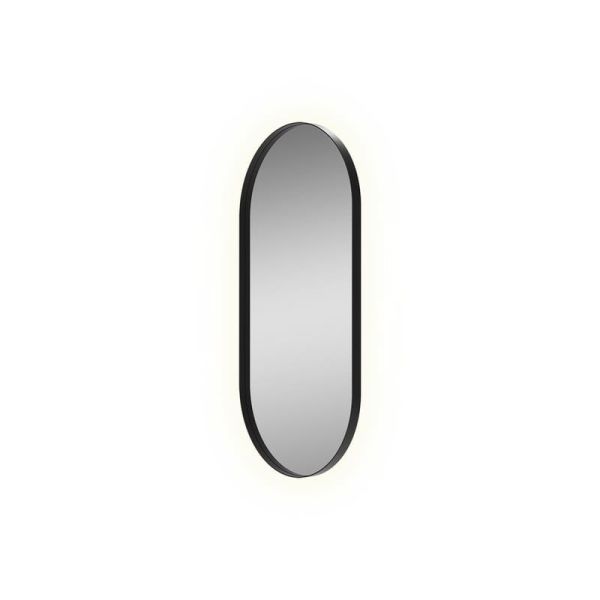 Miroir LED ovale moyen DANIELA 1200(h)x600 Noir, 55W 3000K 3725lm, CRI90 CL.II IP44, LED intégré