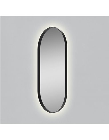 Espejo con luz LED ovalado DANIELA grande 1700(h)x700 Negro, 63W 3000K 4300lm, CRI90 CL.II IP44, LED integrado