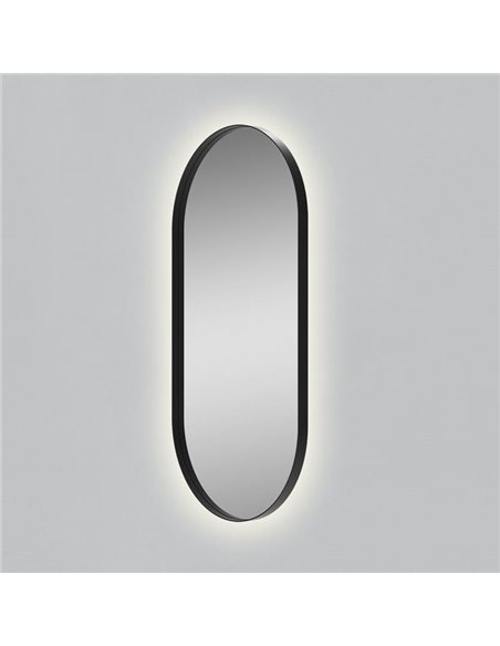 Espejo con luz LED ovalado DANIELA grande 1700(h)x700 Negro, 63W 3000K 4300lm, CRI90 CL.II IP44, LED integrado