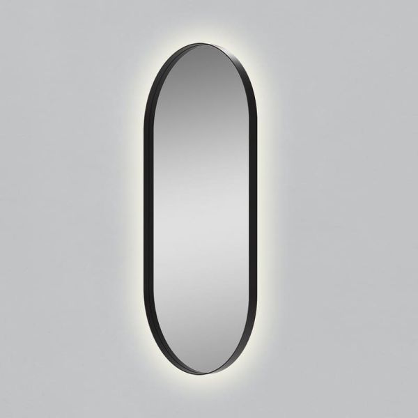 Espejo con luz LED ovalado DANIELA grande 1700(h)x700 Negro, 63W 3000K 4300lm, CRI90 CL.II IP44, LED integrado
