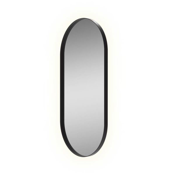 Espejo con luz LED ovalado DANIELA grande 1700(h)x700 Negro, 63W 3000K 4300lm, CRI90 CL.II IP44, LED integrado