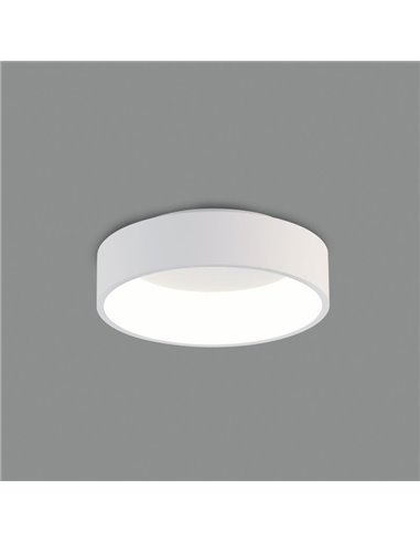 Plafonnier LED DILGA Ø 45cm Blanc Texturé/Noir, 27W 2100lm, CRI90 CL.I, Interrupteur à Glissière 2700K-3000K Avec et Sans Casamb
