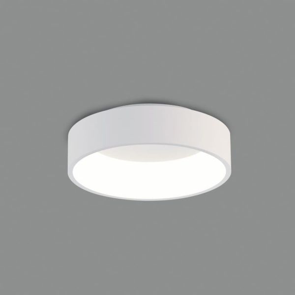 Plafonnier LED DILGA Ø 45cm Blanc Texturé/Noir, 27W 2100lm, CRI90 CL.I, Interrupteur à Glissière 2700K-3000K Avec et Sans Casamb