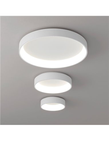 Plafonnier LED DILGA Ø 45cm Blanc Texturé/Noir, 27W 2100lm, CRI90 CL.I, Interrupteur à Glissière 2700K-3000K Avec et Sans Casamb
