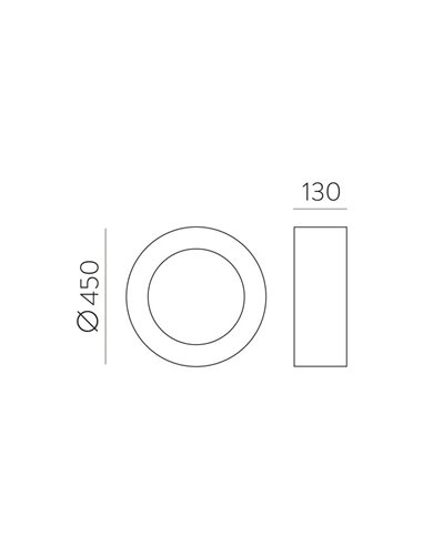 Plafonnier LED DILGA Ø 45cm Blanc Texturé/Noir, 27W 2100lm, CRI90 CL.I, Interrupteur à Glissière 2700K-3000K Avec et Sans Casamb