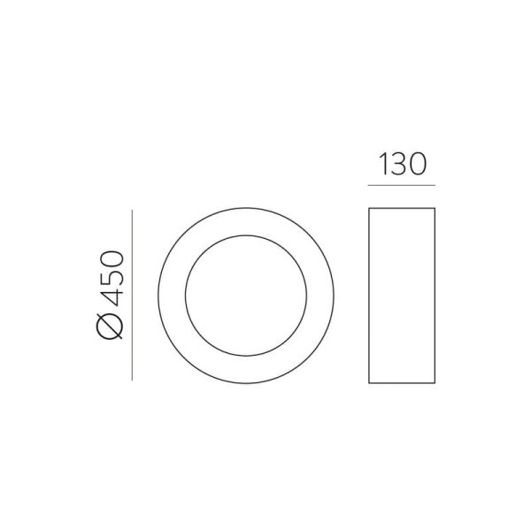 Plafonnier LED DILGA Ø 45cm Blanc Texturé/Noir, 27W 2100lm, CRI90 CL.I, Interrupteur à Glissière 2700K-3000K Avec et Sans Casamb