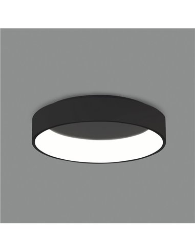 Plafonnier LED DILGA Ø 60 cm, blanc texturé/noir, 48 W, 3730 lm, IRC 90, CL.I, interrupteur à glissière 2700 K-3000 K, avec ou s