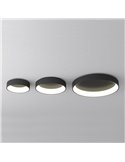 Plafonnier LED DILGA Ø 60 cm, blanc texturé/noir, 48 W, 3730 lm, IRC 90, CL.I, interrupteur à glissière 2700 K-3000 K, avec ou s